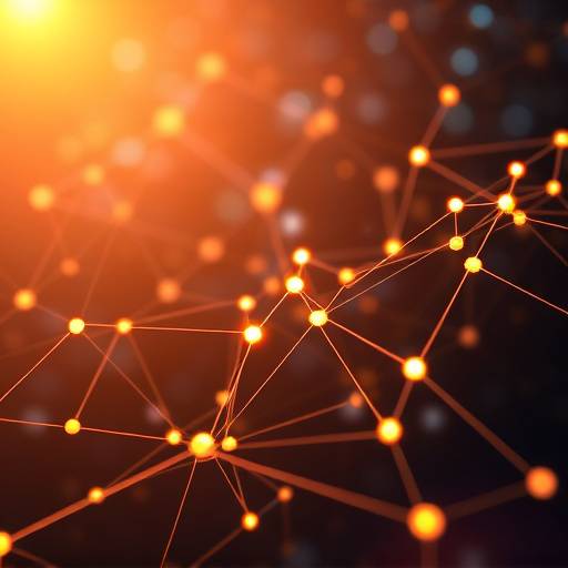 An abstract representation of digital contracts and legal compliance, symbolized by connected nodes and lines forming a network over a document.